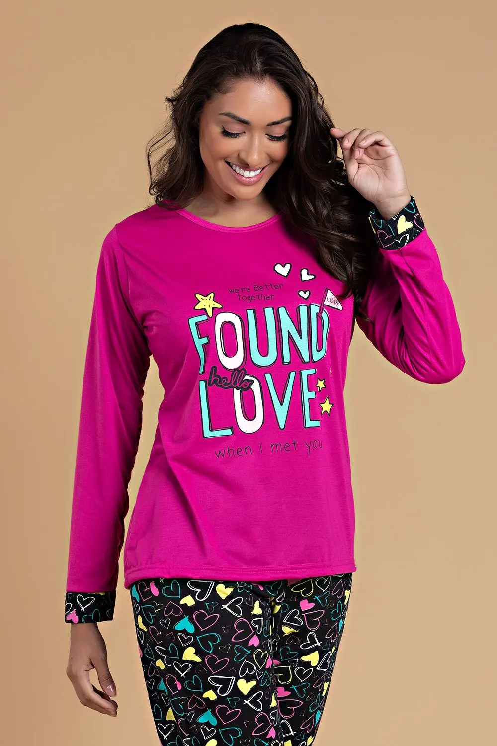 Pijama Feminino Encontrou Amor Rosa - Imagem 2