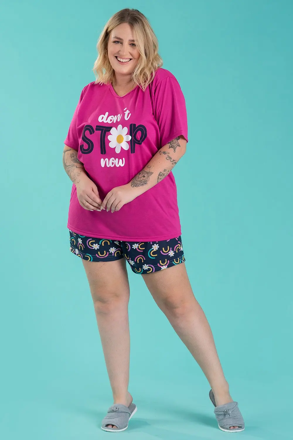 Pijama Feminino Plus Size Não Pare Agora - Imagem 2