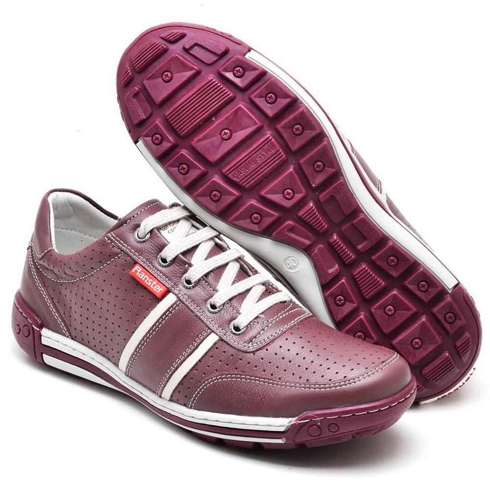 Sapatênis Casual Conforto Couro Vermelho - Imagem 2