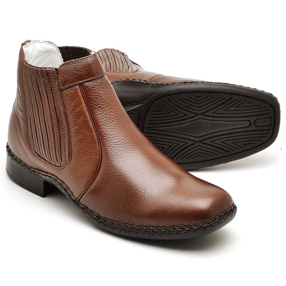 Botina Casual Conforto Couro Marrom - Imagem 3