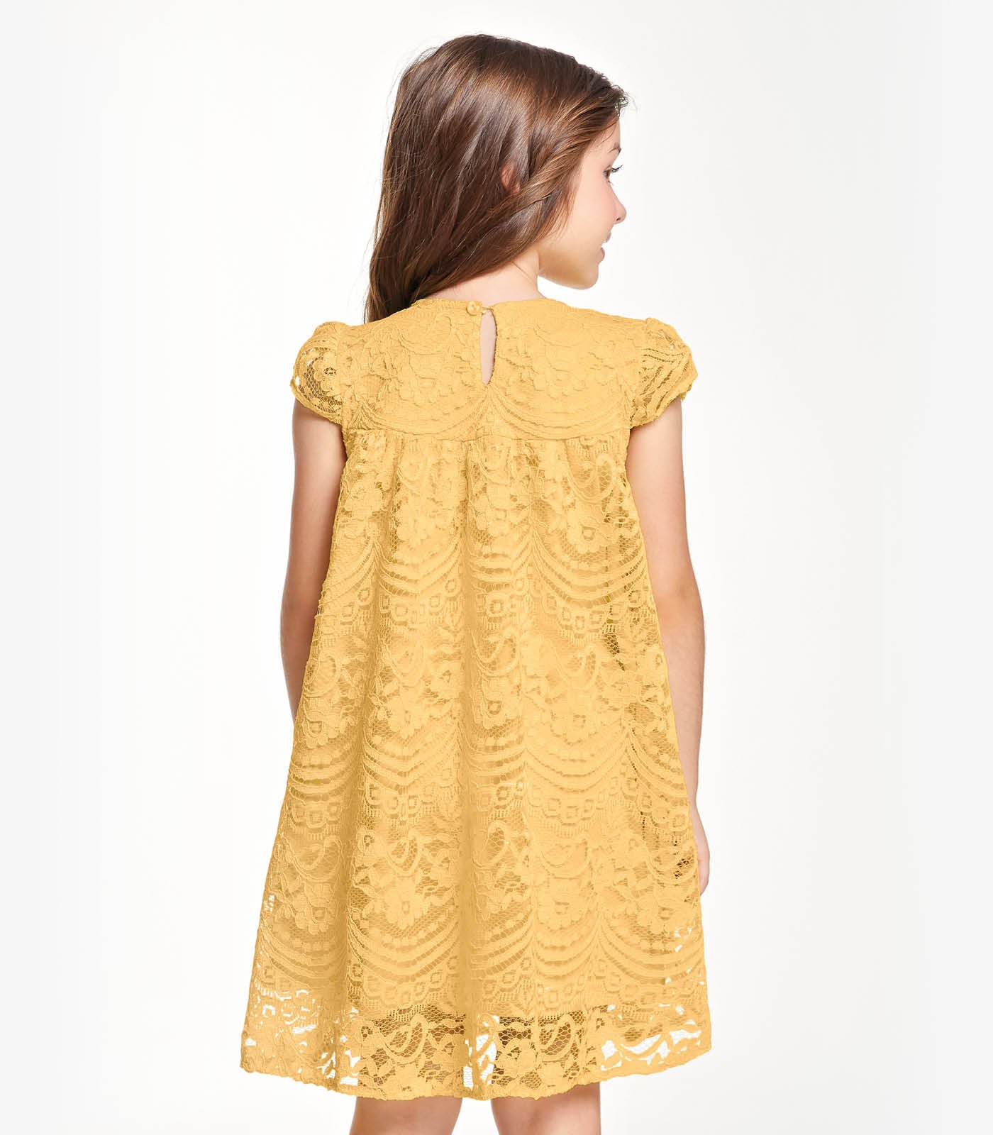 Vestido Infantil Trick Nick em Renda - vestido amarelo - Tamanho 2, 6 e 10 anos