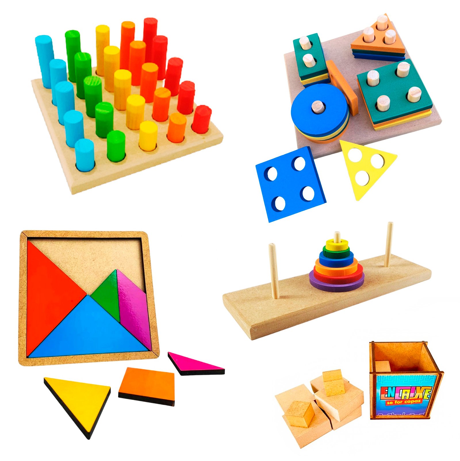 Kit 5 Brinquedos Educativo Infantil em Madeira e EVA Pedagógico Lúdico - Imagem 3