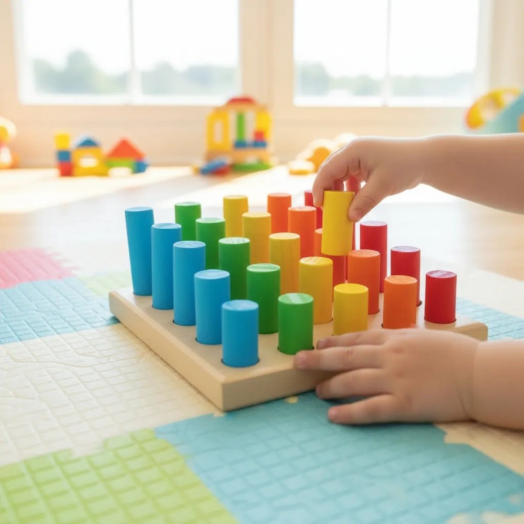 Pinos de Encaixe Brinquedo Educativo Infantil em Madeira Pedagógico - Imagem 4