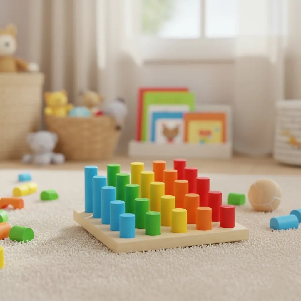 Pinos de Encaixe Brinquedo Educativo Infantil em Madeira Pedagógico - Imagem 5