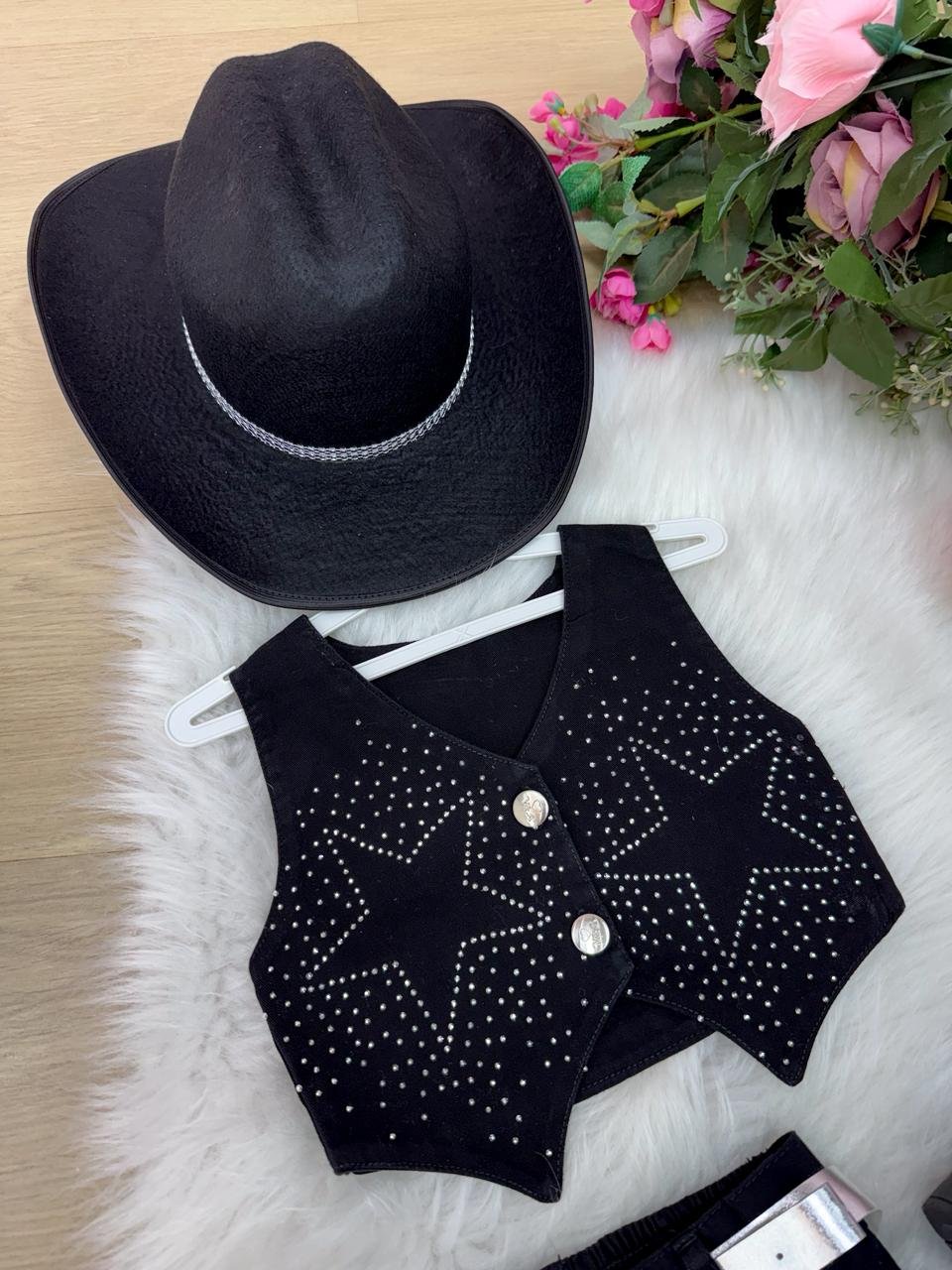 Conjunto Blogueirinha Boiadeira Estrelada Preto - Imagem 4