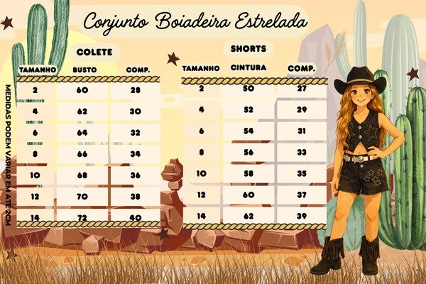 Conjunto Blogueirinha Boiadeira Estrelada Preto - Imagem 7