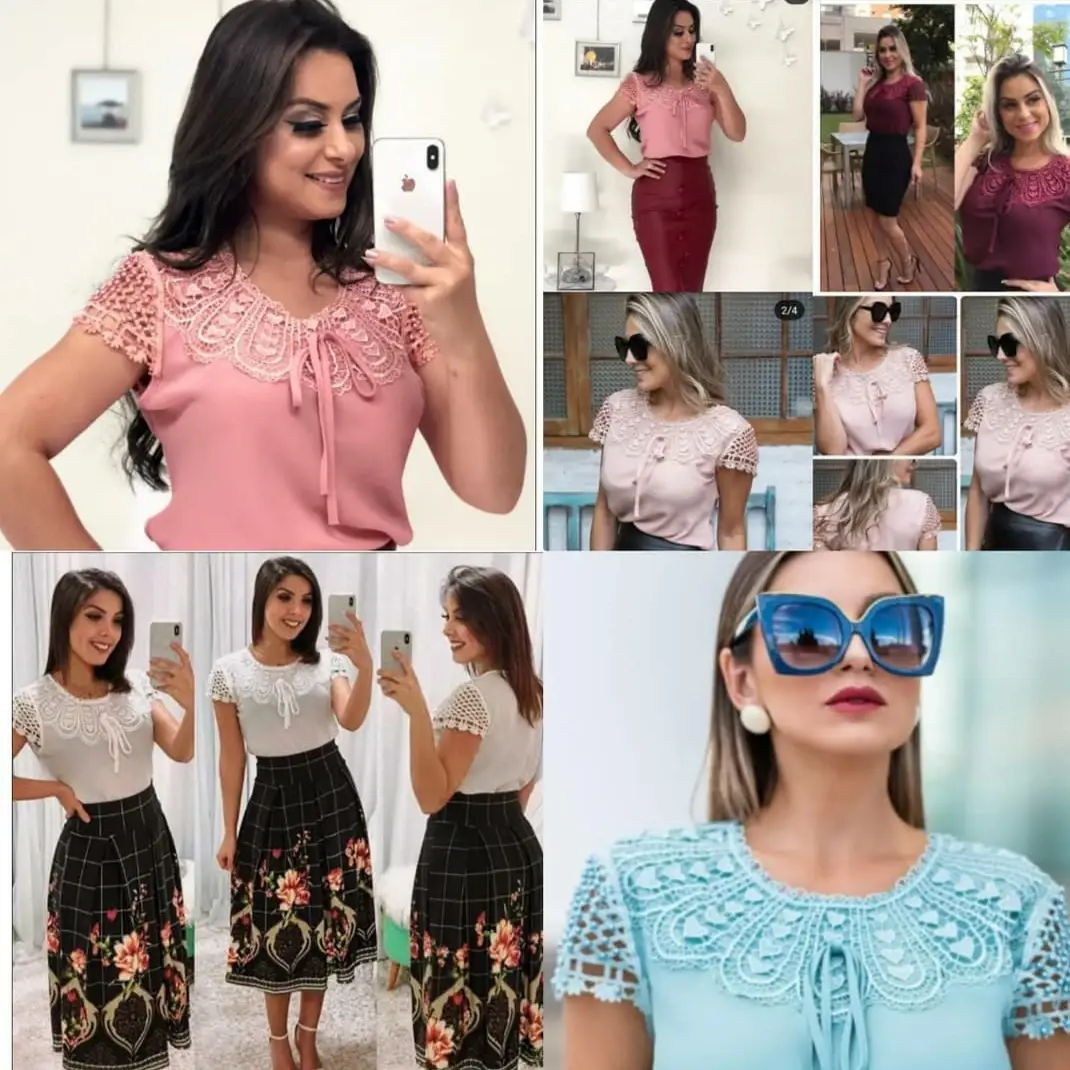 Blusa feminina lindíssima detalhe na promoção de mangá - Imagem 7