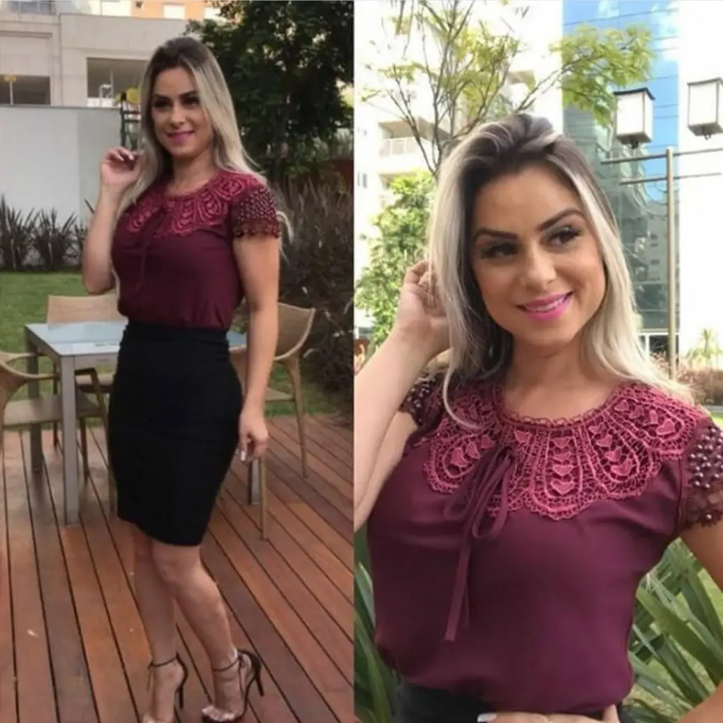 Blusa feminina lindíssima detalhe na promoção de mangá - Imagem 4