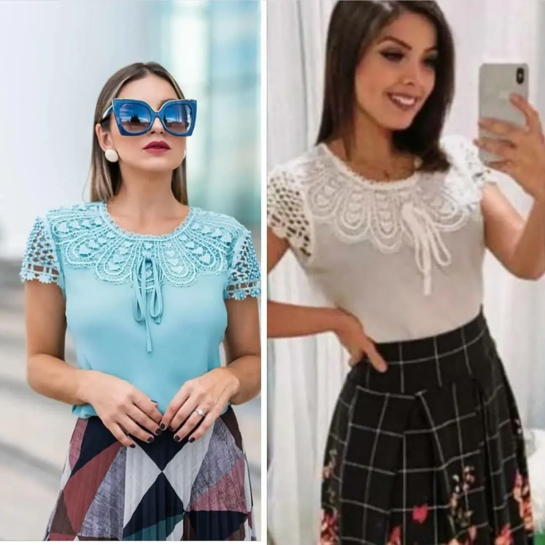 Blusa feminina lindíssima detalhe na promoção de mangá - Imagem 3