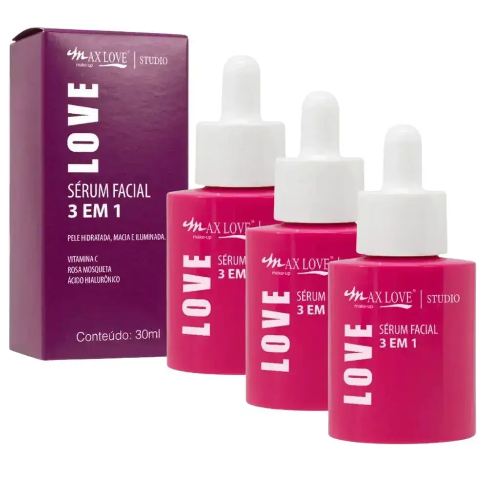 Kit c/ 3 Sérum Facial 3 em 1 Max Love