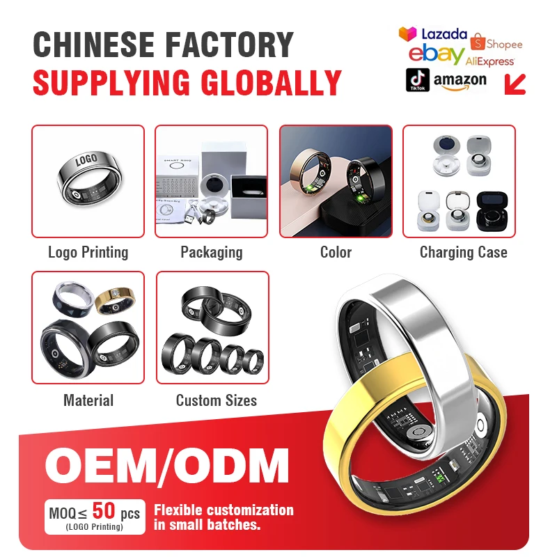 Cross-border AI Smart Ring App Controle Freqüência Cardíaca Sono Oxigênio No Sangue Monitoramento De Exercício Foto Vídeo Switching Novel - Imagem 4