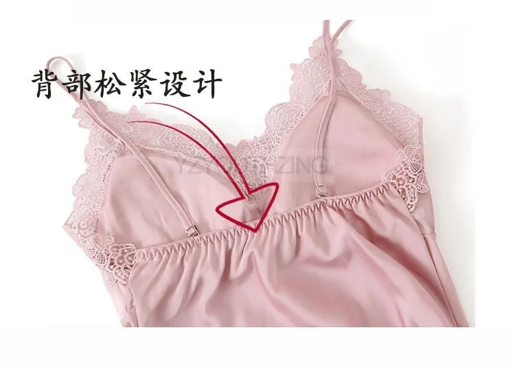 Conjunto de pijama feminino renda sólida cetim pijamas pete femme verão pijamas - Imagem 12