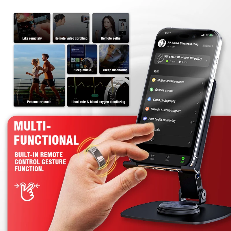 Cross-border AI Smart Ring App Controle Freqüência Cardíaca Sono Oxigênio No Sangue Monitoramento De Exercício Foto Vídeo Switching Novel - Imagem 2
