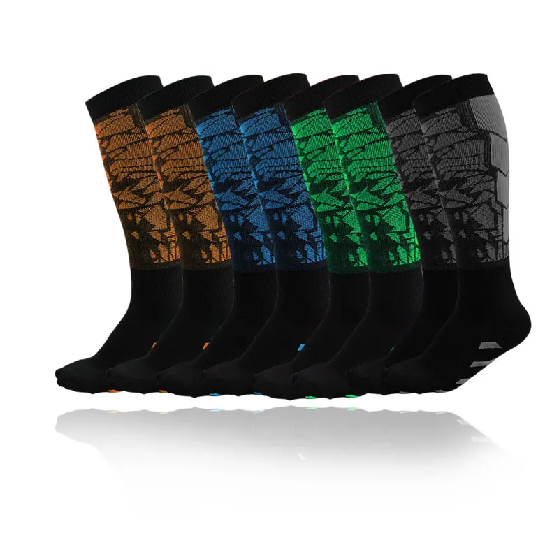 Meias de Compressão Longas para Adultos, até o Meio da Panturrilha, para Esportes Casuais ao Ar Livre, Respiráveis, Absorventes de Suor, Resistentes ao Atrito, Sem Costura, Estampadas - Imagem 6