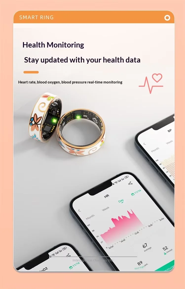Anel Inteligente R18 Monitor de Frequência Cardíaca, Oxigênio no Sangue, Sono, Pedômetro, Rastreador de Saúde e Fitness, Presente, Anel à Prova d'Água IP68 para Homens e Mulheres - Imagem 4
