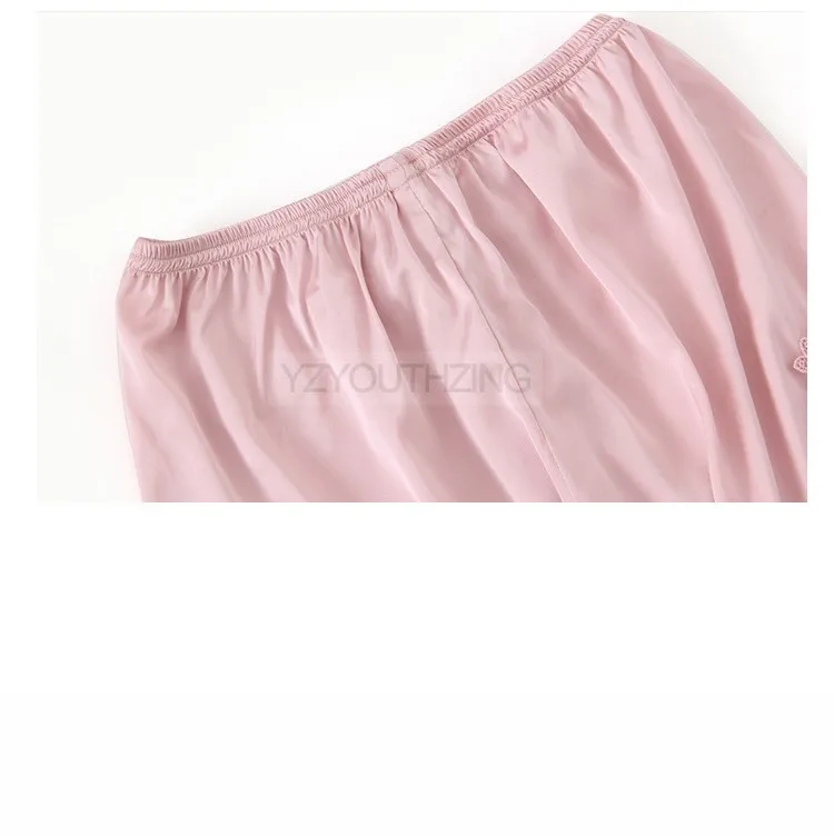 Conjunto de pijama feminino renda sólida cetim pijamas pete femme verão pijamas - Imagem 15