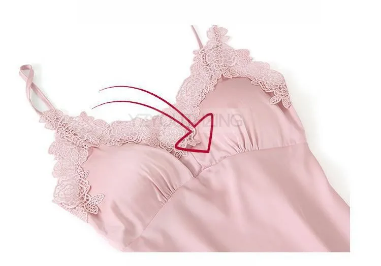 Conjunto de pijama feminino renda sólida cetim pijamas pete femme verão pijamas - Imagem 13