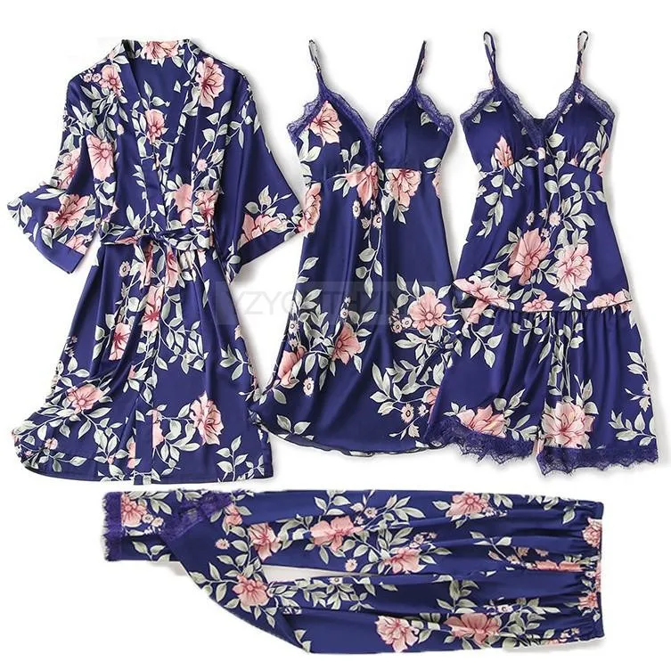 Conjunto de pijama feminino renda sólida cetim pijamas pete femme verão pijamas - Imagem 20