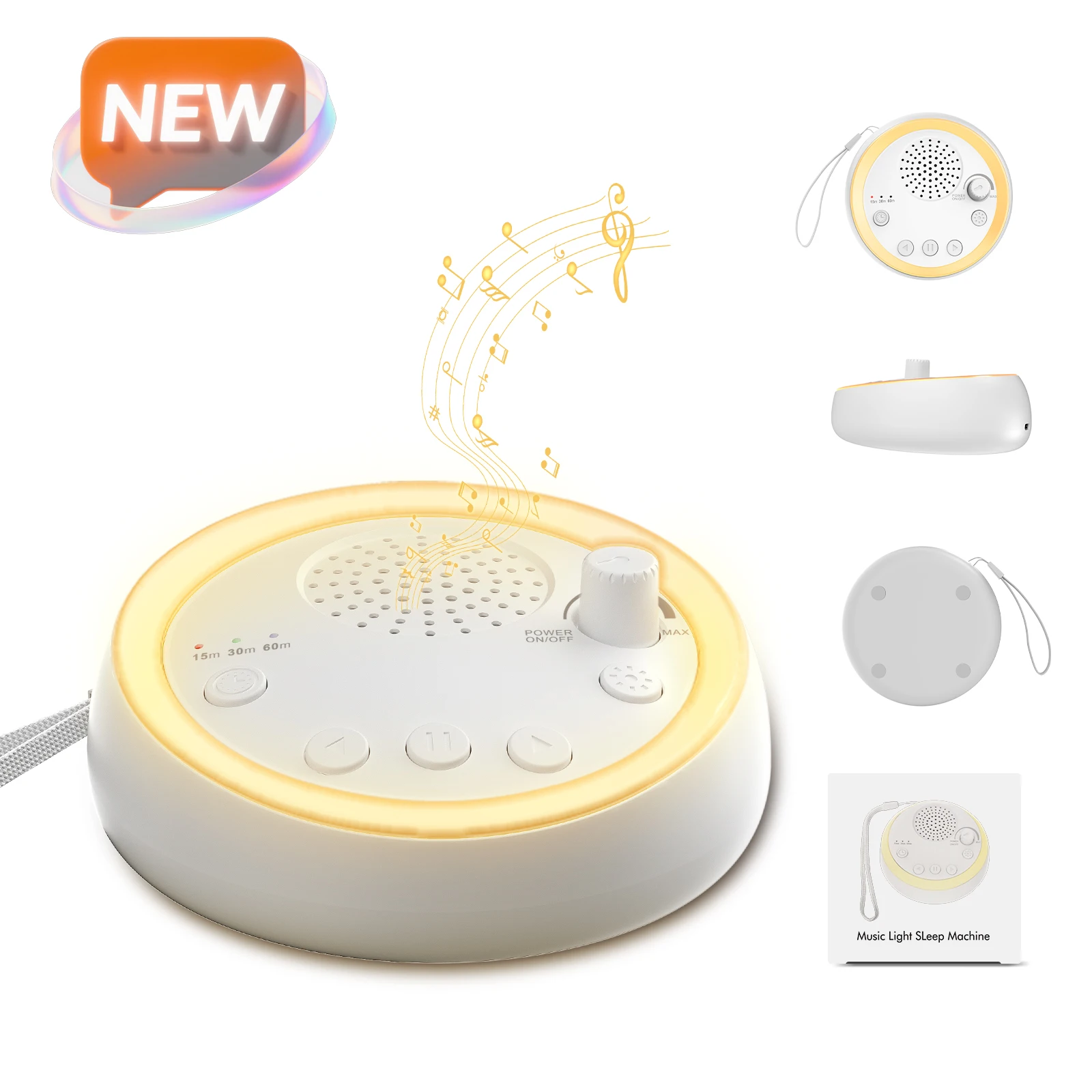 Máquina de Ruído Branco Easysleep com 16 Sons Relaxantes, Luzes Noturnas, Função de Memória, Rádio e 50 Horas de Reprodução para Adultos - Imagem 2