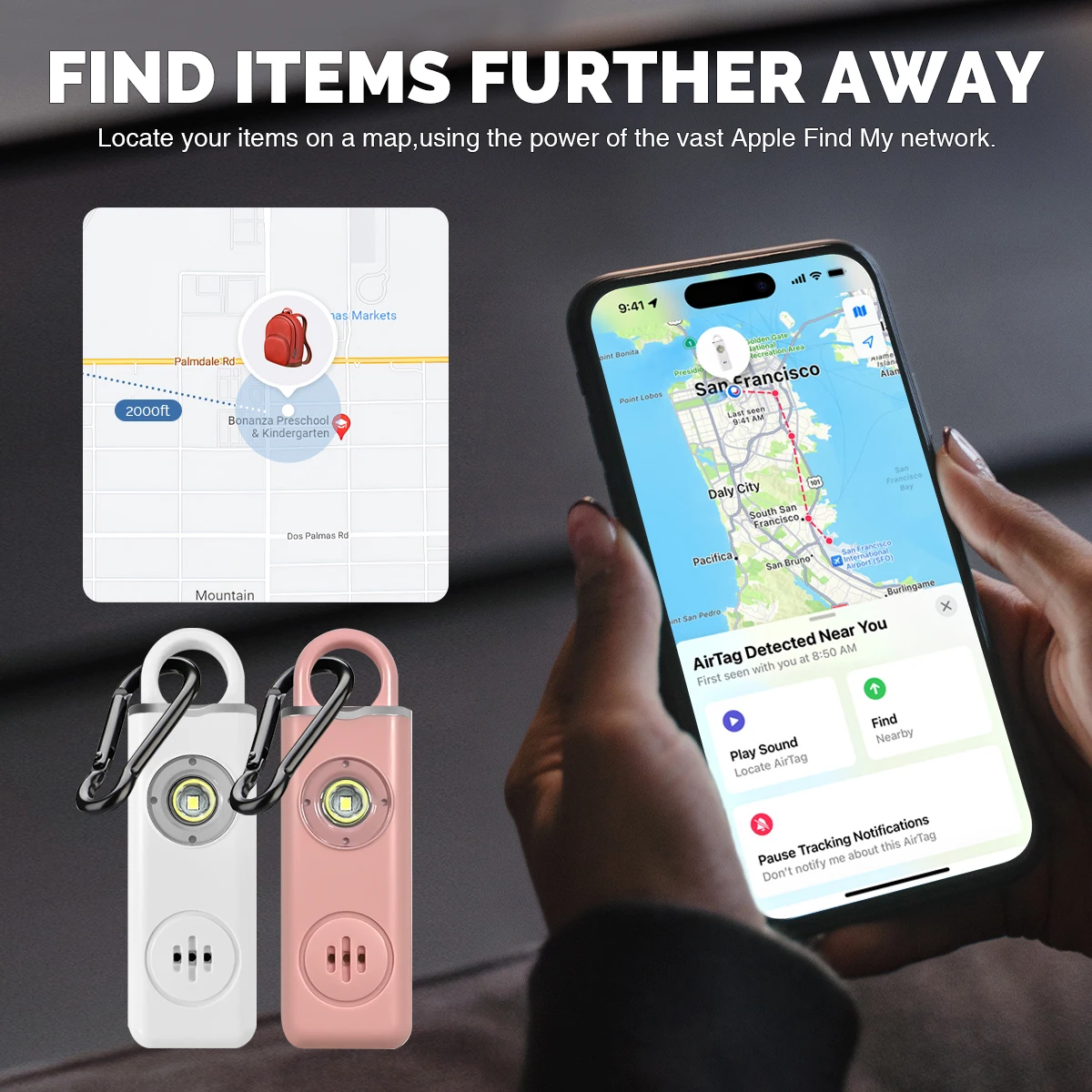 Portátil recarregável Alarme Pessoal para Idosos/Mulheres Segurança Rastreador de Emergência com AGPS Posicionamento Auto-Defesa Find My Alarme - Imagem 3