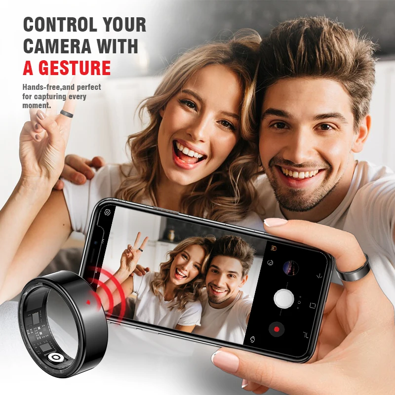 Cross-border AI Smart Ring App Controle Freqüência Cardíaca Sono Oxigênio No Sangue Monitoramento De Exercício Foto Vídeo Switching Novel - Imagem 3