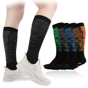 Meias de Compressão Longas para Adultos, até o Meio da Panturrilha, para Esportes Casuais ao Ar Livre, Respiráveis, Absorventes de Suor, Resistentes ao Atrito, Sem Costura, Estampadas