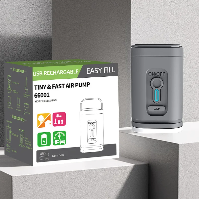 Bomba de Ar USB Multifuncional para Exterior com Iluminação Portátil, Material Plástico Durável, Design de Carregamento Seguro com Bateria de Lítio - Imagem 4