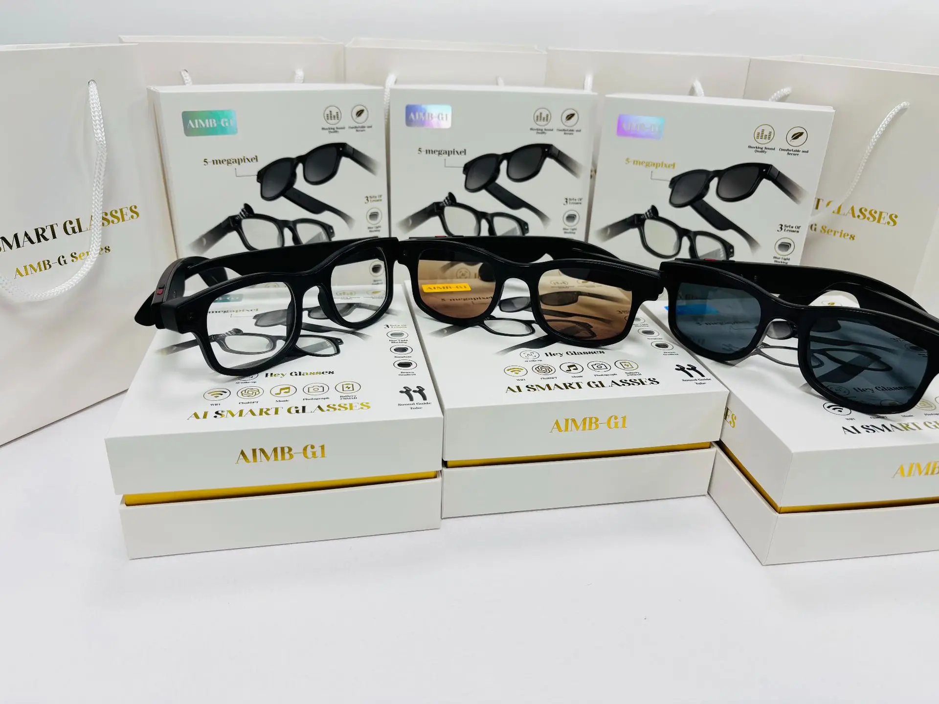 Alta qualidade G1 Smart Glasses 5MP HD Camera Gravação de áudio de vídeo para chamadas Bluetooth Voice Assistant AI Translation Headset - Imagem 5