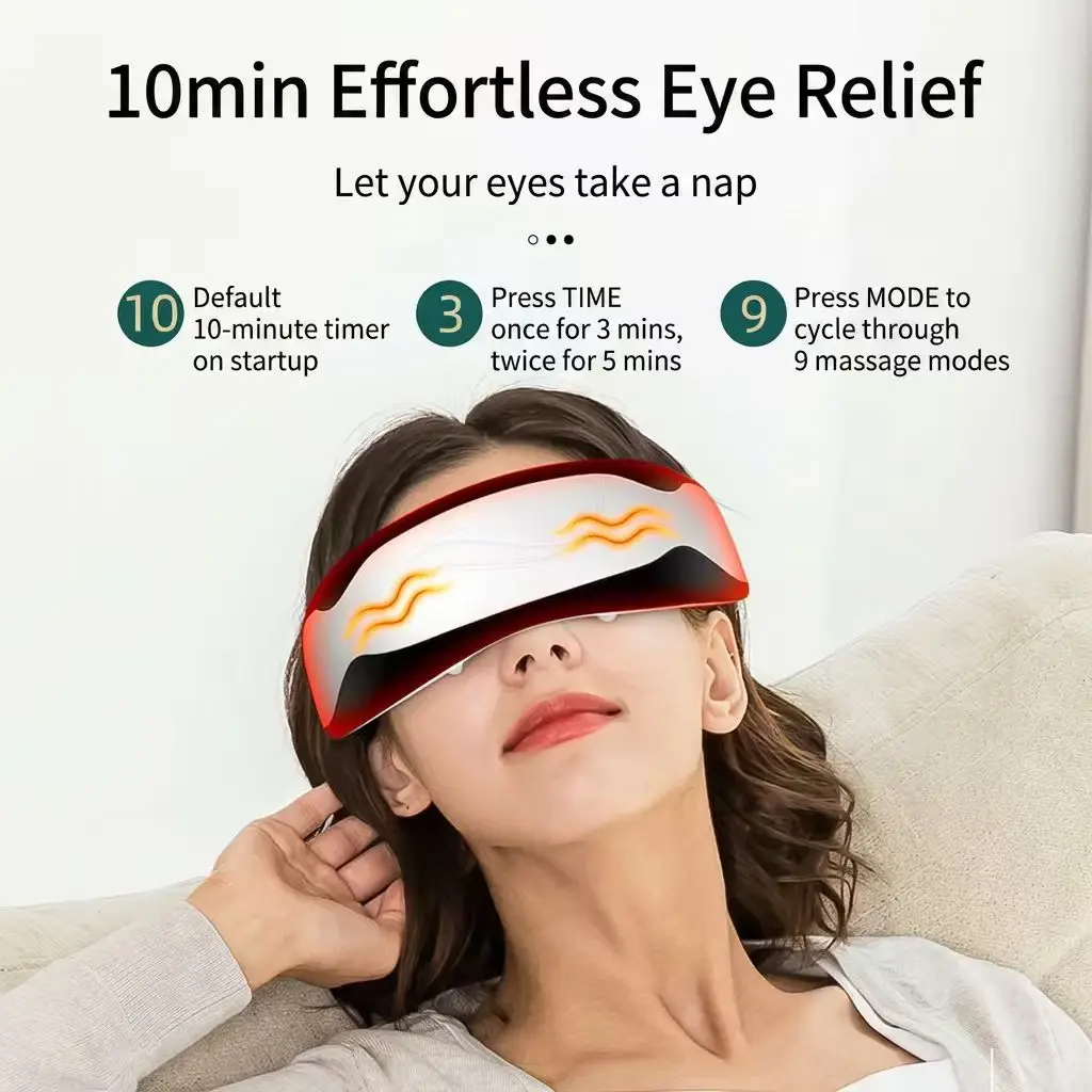 Máscara Recarregável com Calor e Vibração para Olhos Secos, Enxaqueca, Insônia, Olhos Inchados, Máscara para Relaxamento e Alívio - Imagem 4