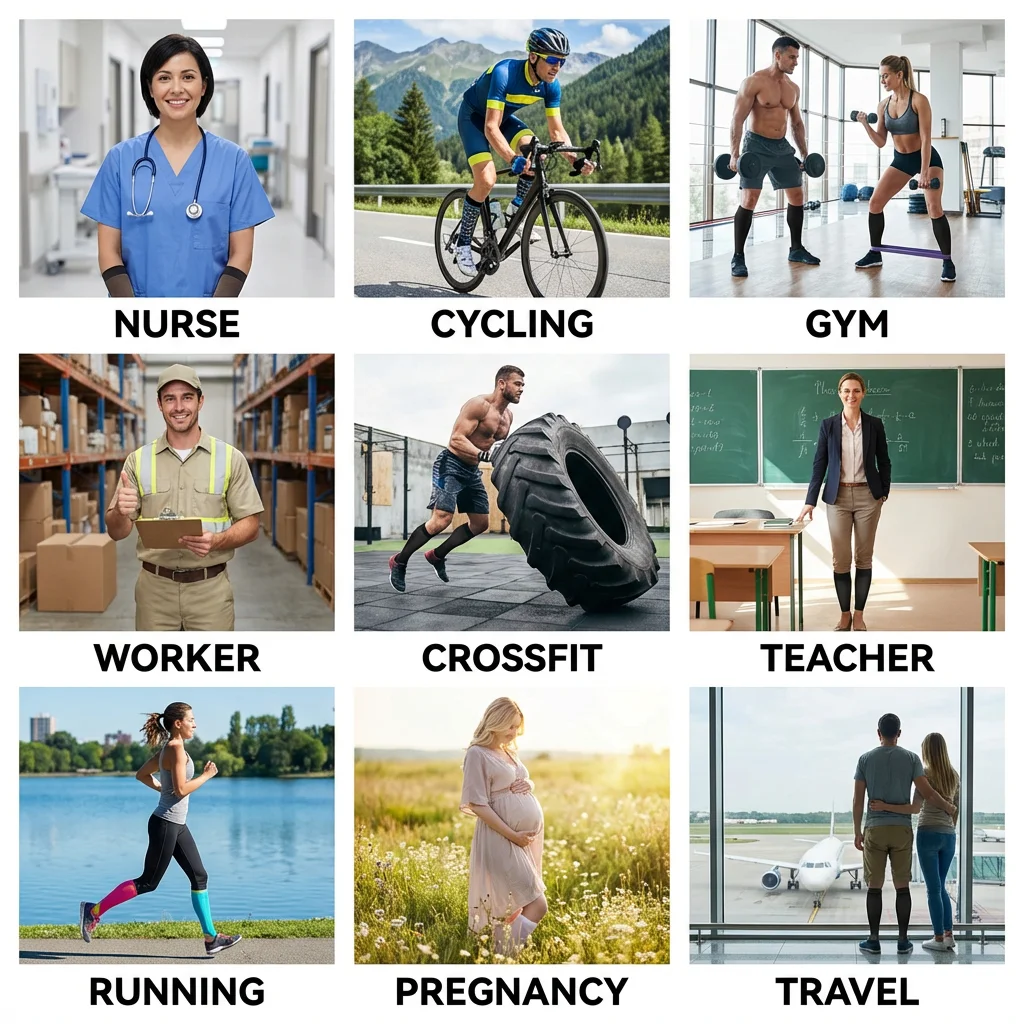 Meias de Compressão de Cano Alto para Enfermeiras: Suporte Firme, Desempenho, Caneladas, Esportivas, para Corrida, Ciclismo, Fitness e Viagem - Imagem 5