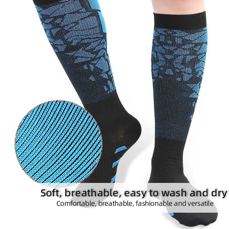 Meias de Compressão Longas para Adultos, até o Meio da Panturrilha, para Esportes Casuais ao Ar Livre, Respiráveis, Absorventes de Suor, Resistentes ao Atrito, Sem Costura, Estampadas - Imagem 2