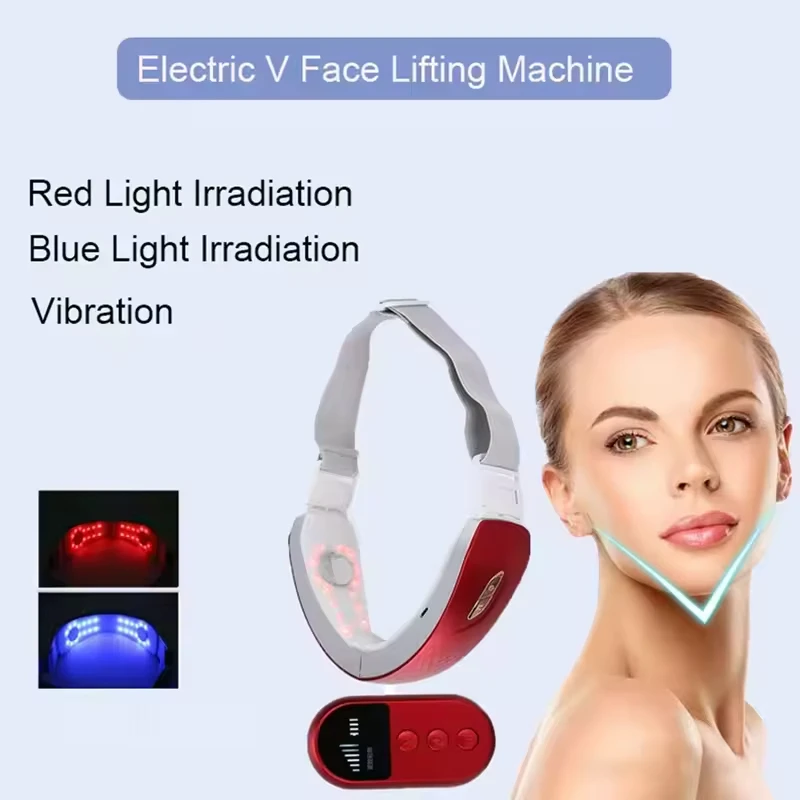 Massageador Profissional EMS e LED Vermelho/Azul para Lifting Facial e do Pescoço em Formato V com Efeito de Rejuvenescimento e Firmeza da Pele – Dispositivo de Beleza Portátil - Imagem 4