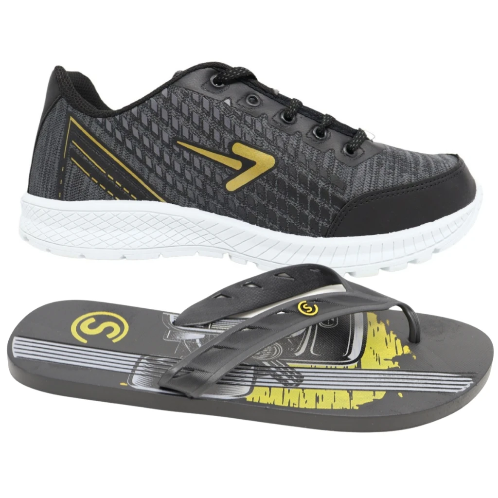 Kit Tenis Box 200 e Chinelo Masculino Estiloso Macio Tamanho Especial Do 45 Ao 4