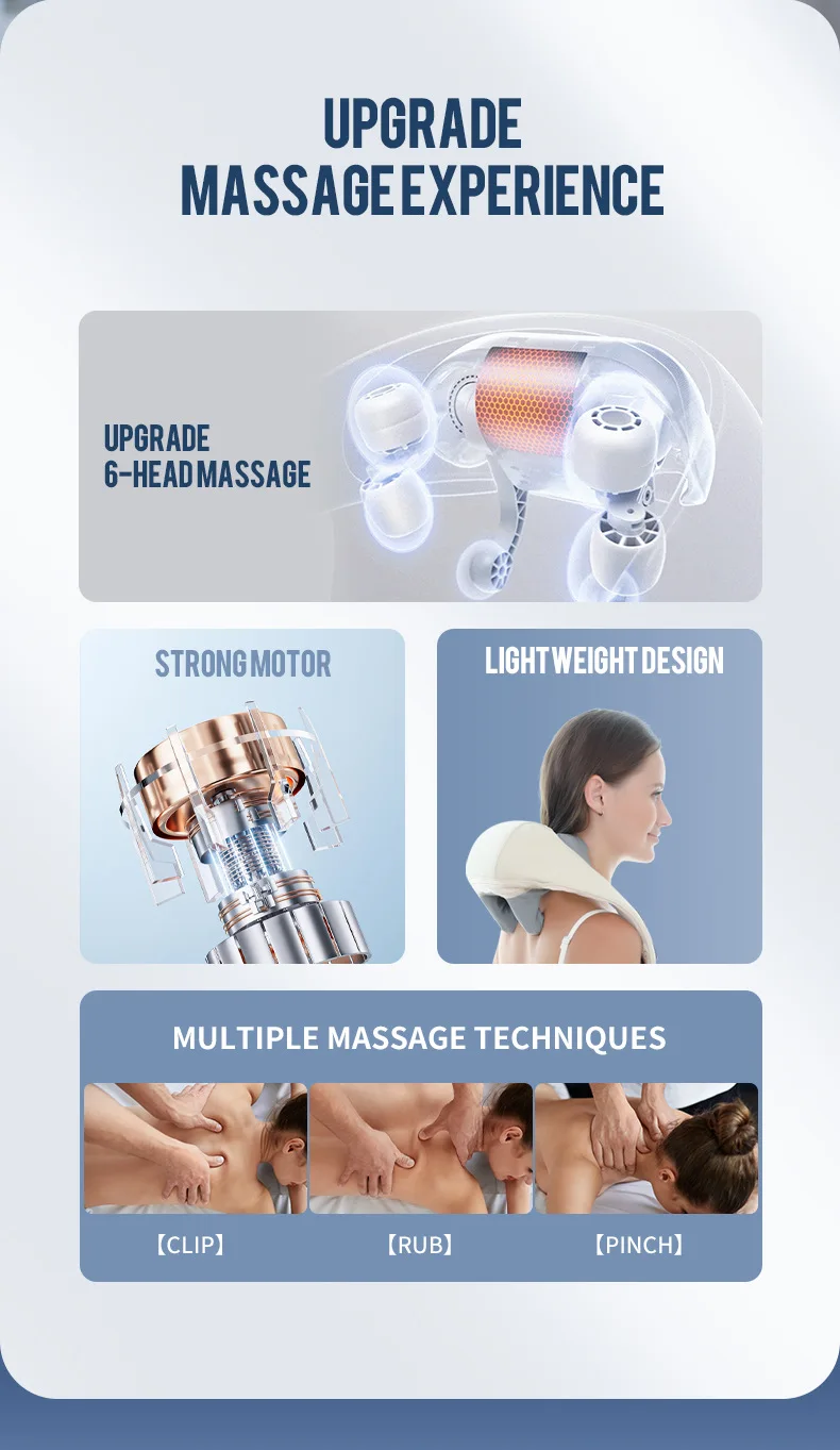 Foreverlily-Massageador de Pescoço e Ombro, Wireless, Amassar Costas, Massagem X - Imagem 57