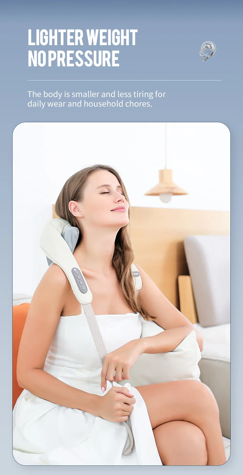 Foreverlily-Massageador de Pescoço e Ombro, Wireless, Amassar Costas, Massagem X - Imagem 4