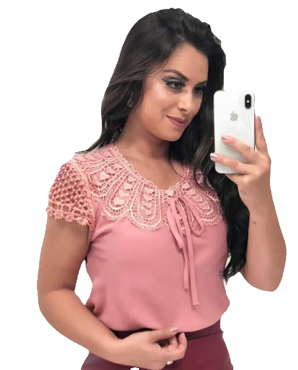 Blusa feminina lindíssima detalhe na promoção de mangá - Imagem 8