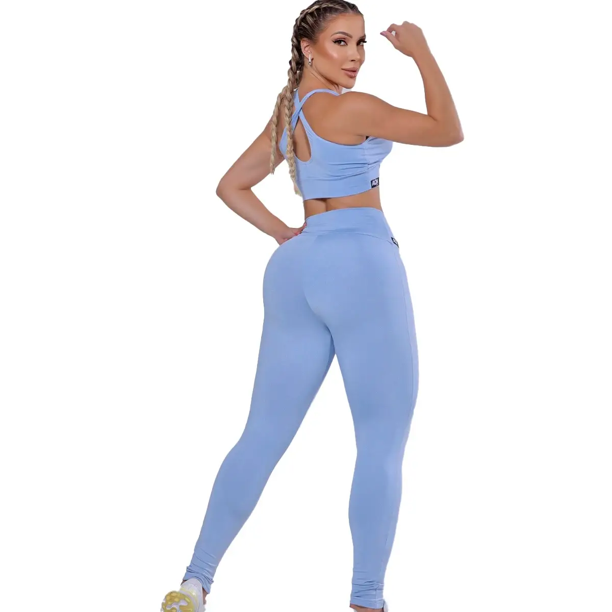Conjunto Fitness Básico Azul Claro Frozen Academia AQN SPORT Zero Transparência - Imagem 2