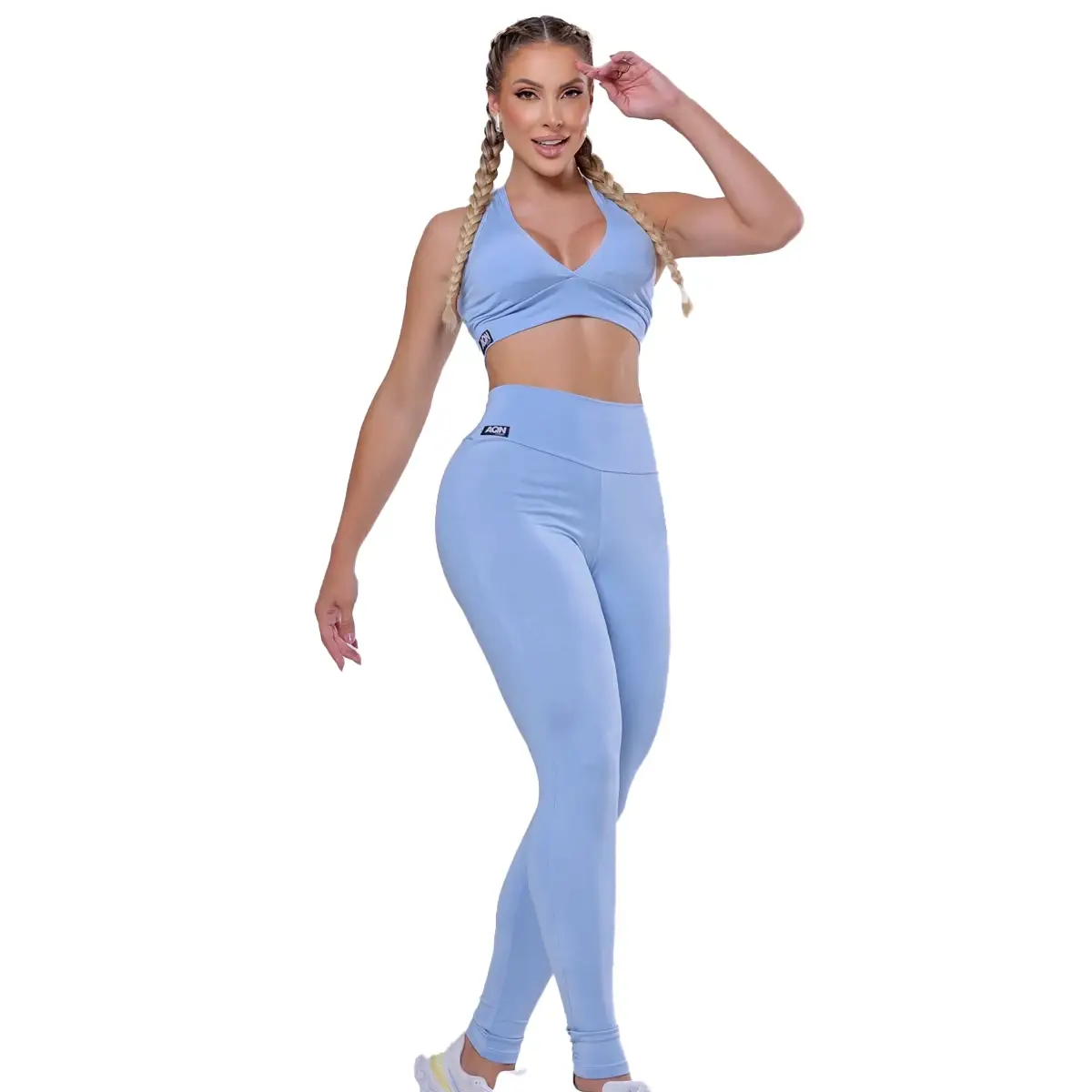 Conjunto Fitness Básico Azul Claro Frozen Academia AQN SPORT Zero Transparência