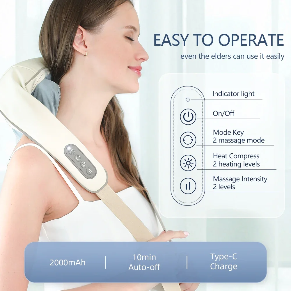 Foreverlily-Massageador de Pescoço e Ombro, Wireless, Amassar Costas, Massagem X - Imagem 50