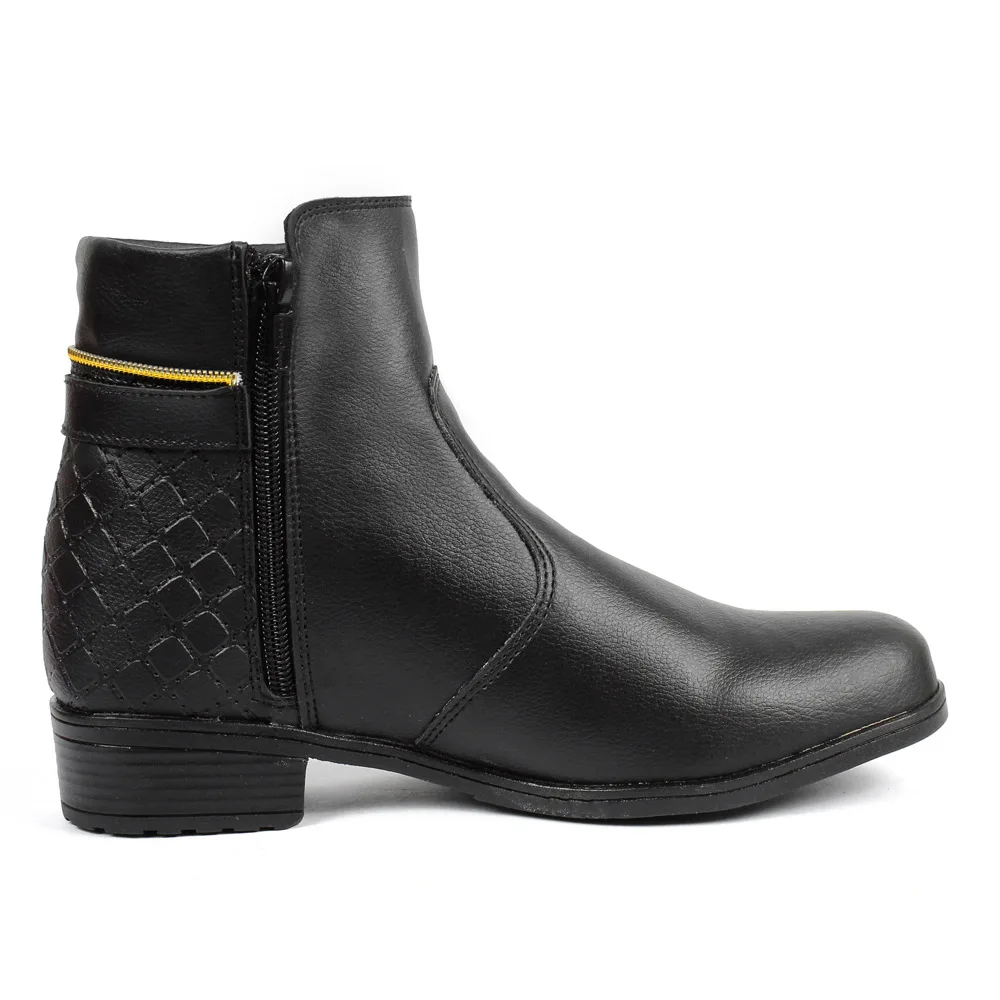 Coturno Bota Feminina Cano Curto Salto Baixo Conforto Estilo - Imagem 2