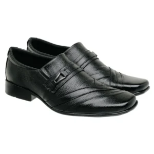 Sapato Social Leve Couro Masculino Confortável Preto Casual