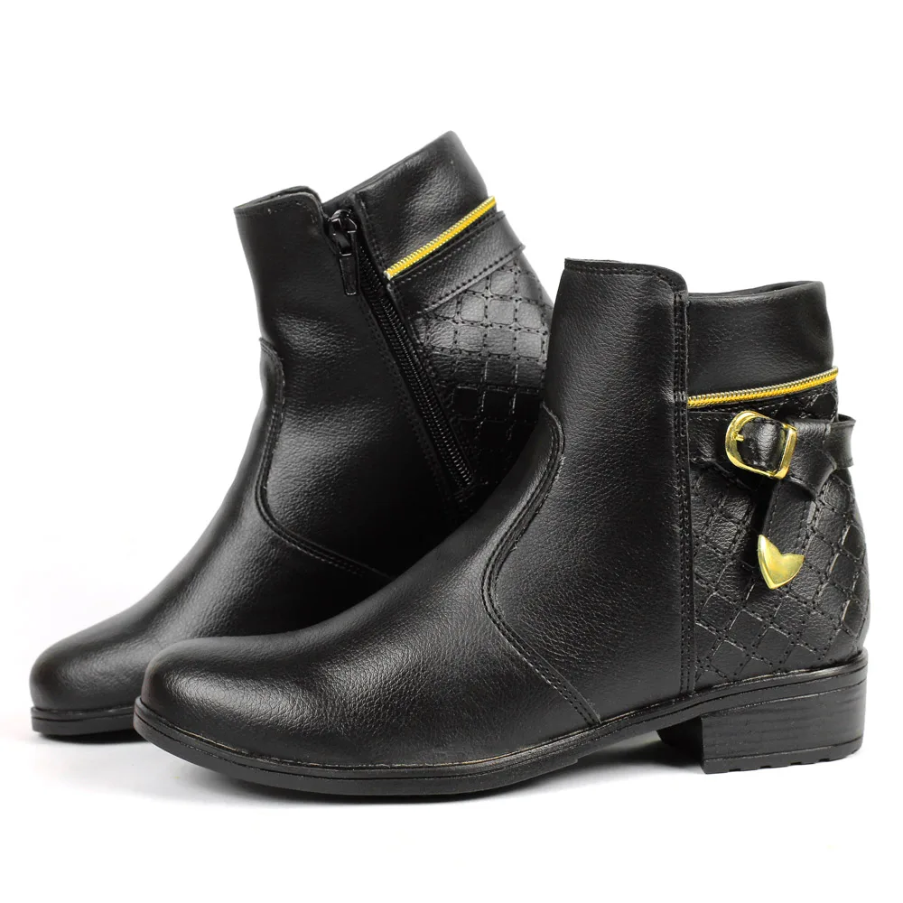 Coturno Bota Feminina Cano Curto Salto Baixo Conforto Estilo