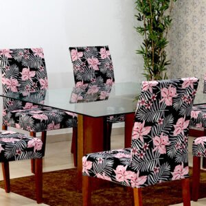 Capas de Cadeira 06 Lugares Floral Rosa