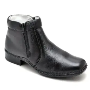 Botina Casual Conforto Couro Preto
