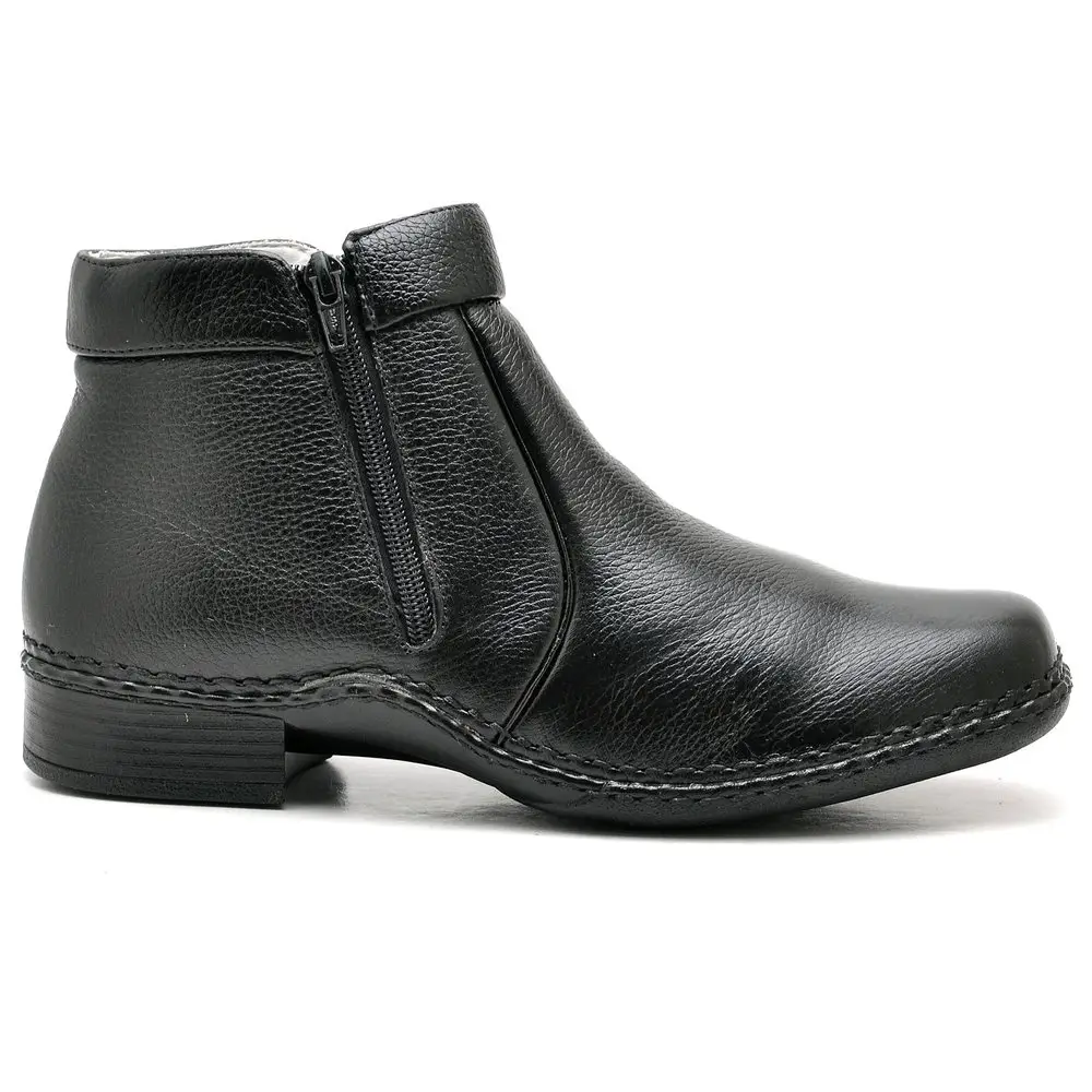 Botina Casual Conforto Couro Preto - Imagem 2