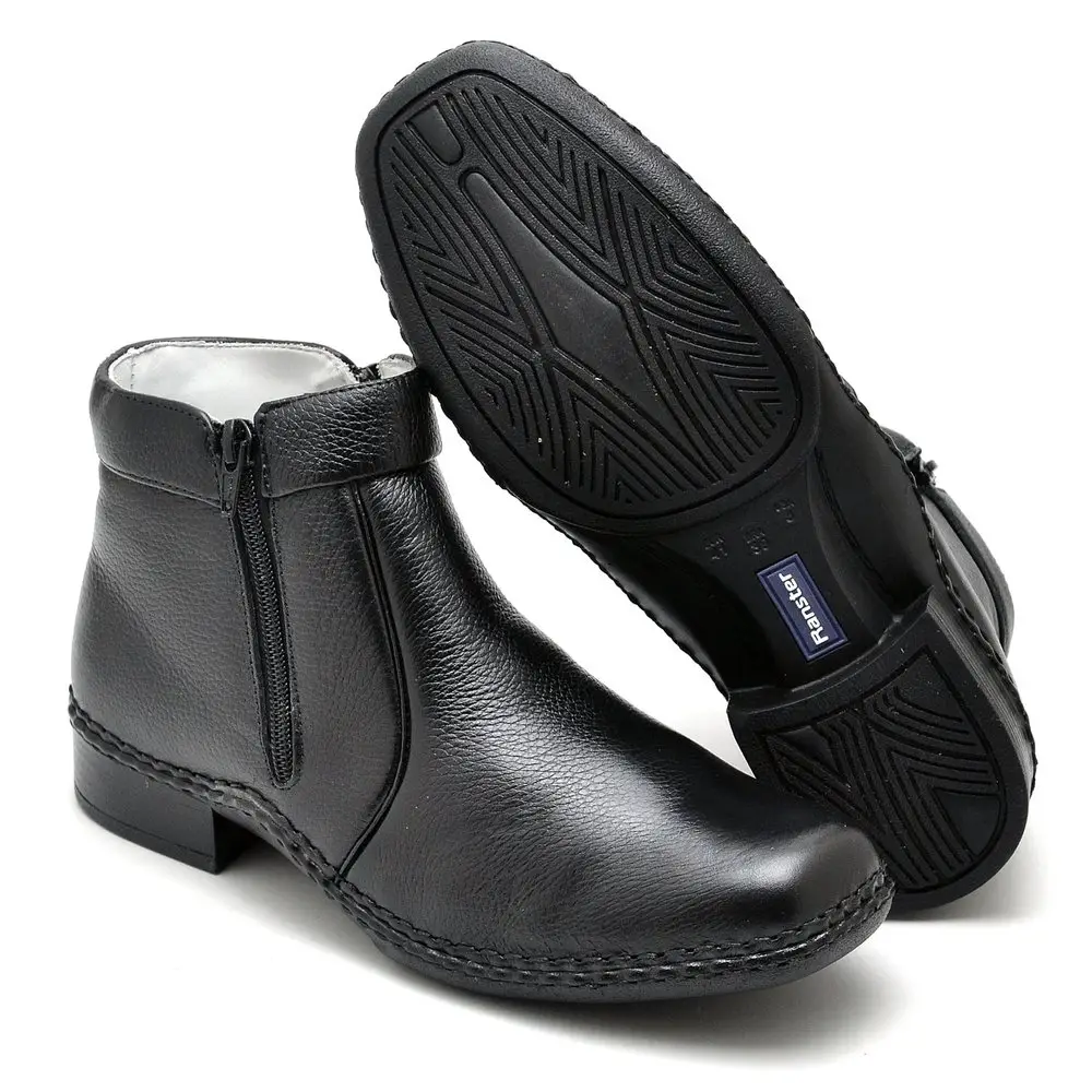 Botina Casual Conforto Couro Preto - Imagem 3