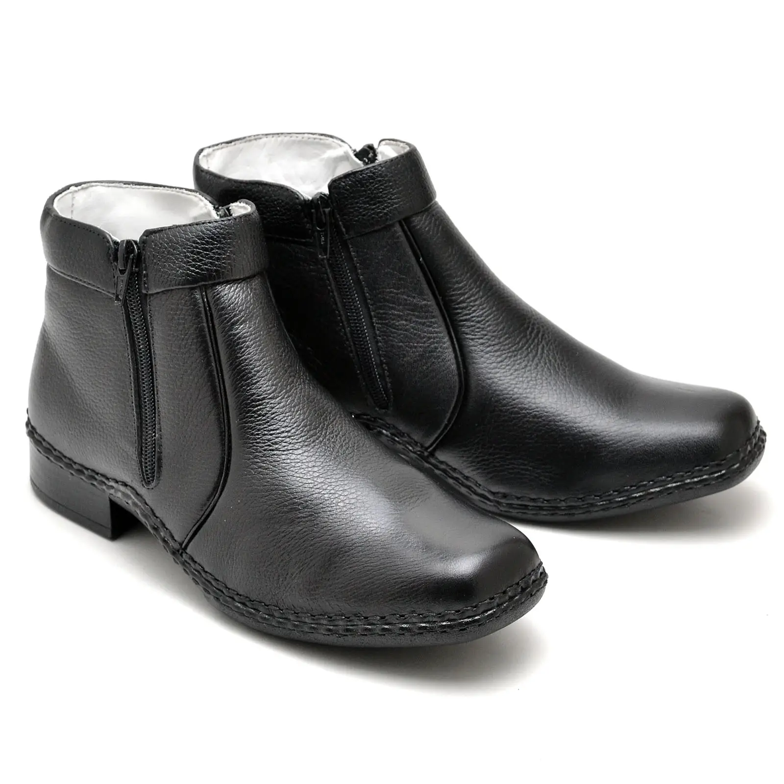 Botina Casual Conforto Couro Preto - Imagem 4