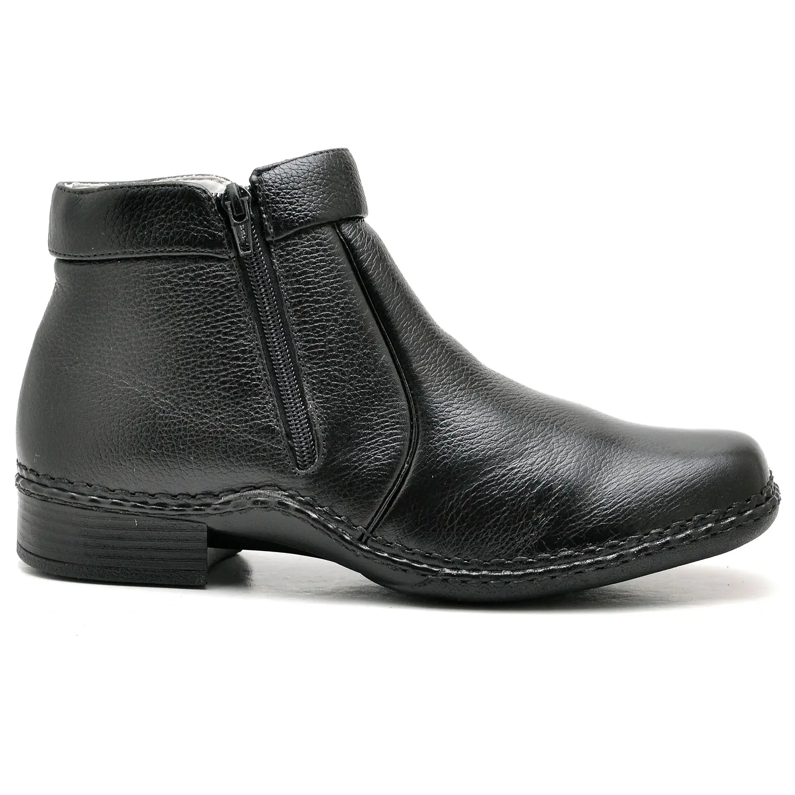 Botina Casual Conforto Couro Preto - Imagem 5