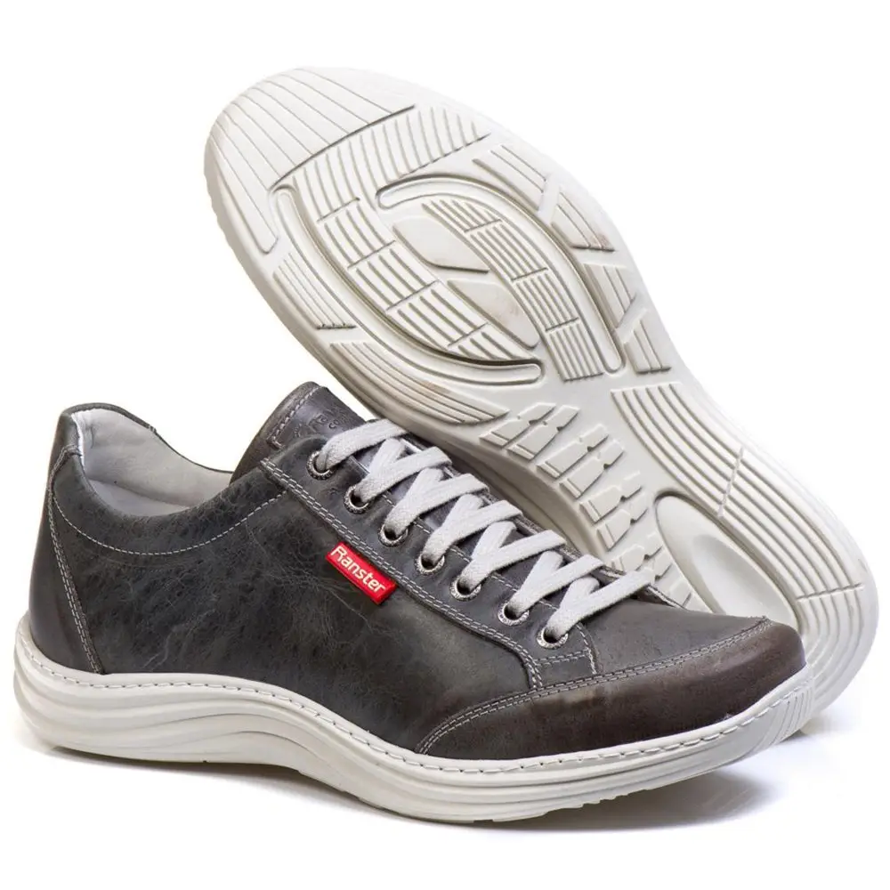 Sapatênis Casual Conforto Couro Cinza 3001 - Imagem 2