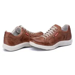 Sapatênis Casual Conforto Couro Marrom Claro